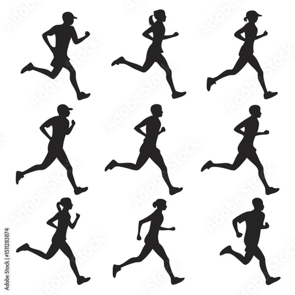 Obraz runners vector silhouettes. runners vector illustration.