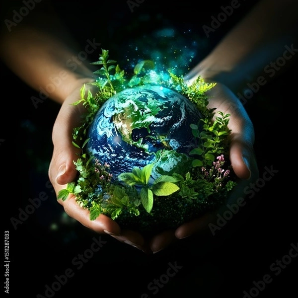 Fototapeta A vision of collaboration where sustainable business meets environmental stewardship.

