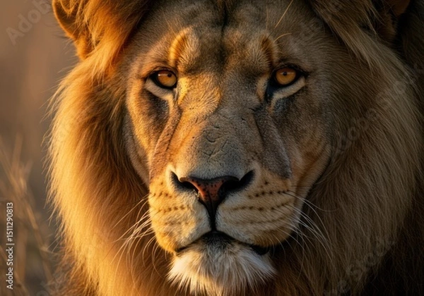 Fototapeta close up of a lion By Generated AI