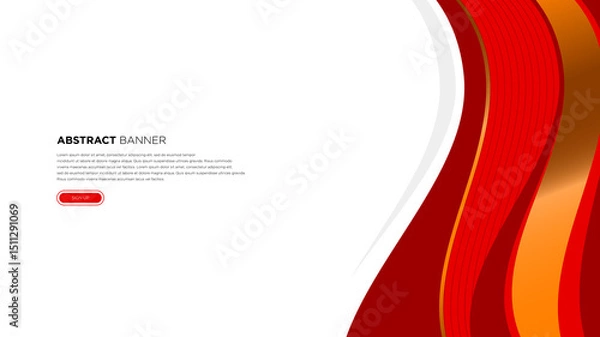 Fototapeta Abstract background red white wave shape for business