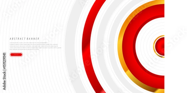 Fototapeta Abstract background red white round shape for asset design