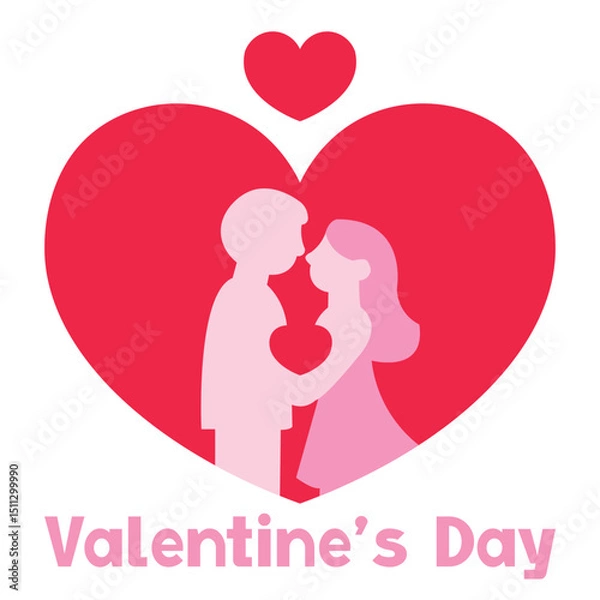 Obraz Romantic Valentine's Day Illustration with Couple Inside Heart