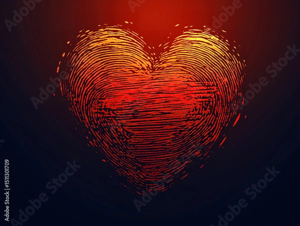 Fototapeta Romantic red fingerprint heart vector for festive banners