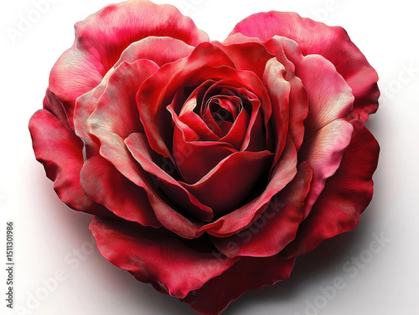 Fototapeta A unique love shape created with elegant rose petals