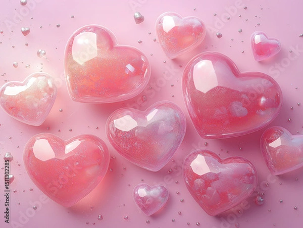 Fototapeta Beautiful Valentine's Day Background with Hearts in Different Shades of Pink