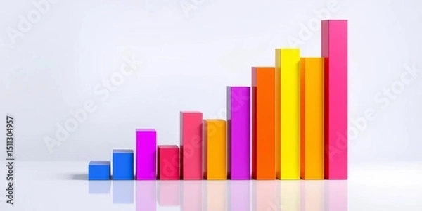 Fototapeta Upward trending bar graph, vibrant colors, illustrating financial growth,  market,  economy