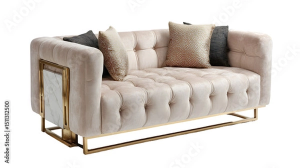 Obraz Simple Home Sofa Presentation Against a White Background