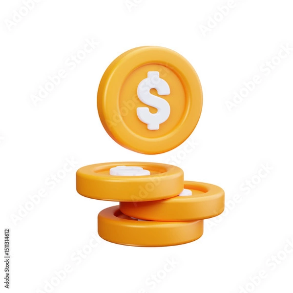 Obraz Coins 3d render icons