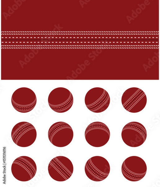 Fototapeta Cricket Ball Spinning Frame Sequence and Texture Vector