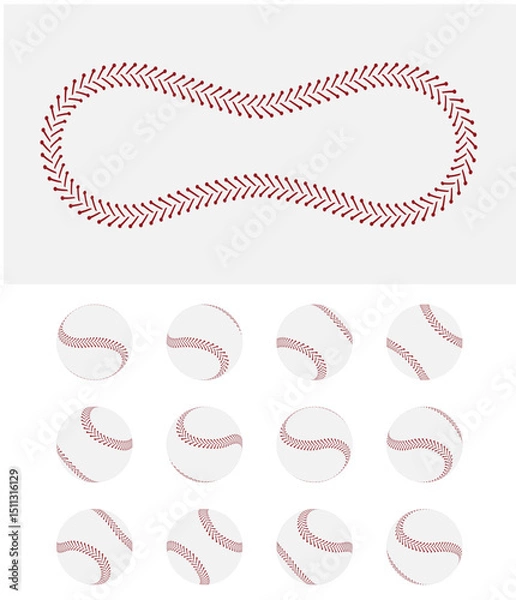 Fototapeta Baseball Ball Spinning Frame Sequence and Texture Vector