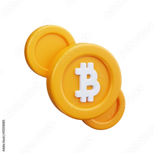 Fototapeta Bitcoin 3d render icons