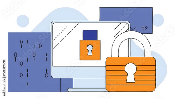 Fototapeta cybersecurity internet password security and privacy on an online system concept of secure data information technology digital lock mark protect attacks from a hacker viruses cyber and crim 39923153 2