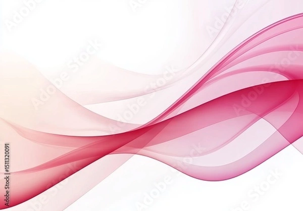 Fototapeta  Red and pink color waves, smoke on a white background. Abstract background with copy space for design. 