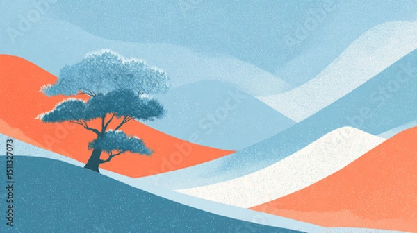 Fototapeta Background picture: A tree standing on a cliff
