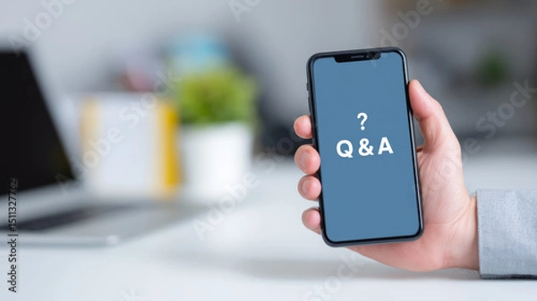 Fototapeta Business people click on "FAQ" to see the answers to their questions
