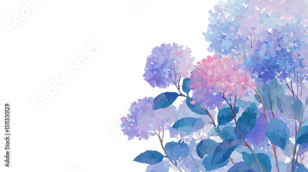 Fototapeta An illustration of hydrangeas against a white background
