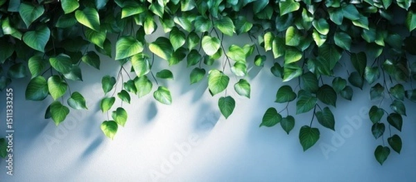 Fototapeta Lush Greenery on Light Gray Background