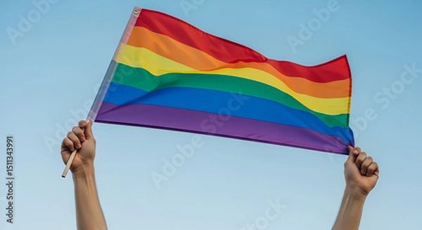 Fototapeta holding rainbow flag LGBT