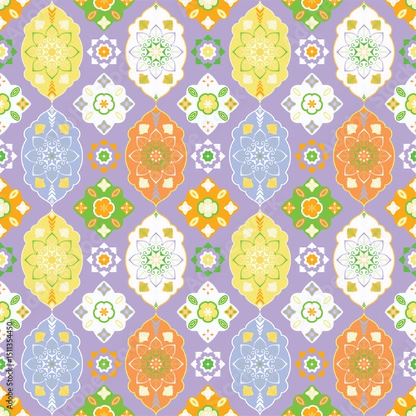 Obraz Seamless floral pattern with abstract flowers, a vintage-style vector illustration perfect for fabric, wallpaper, or textile design