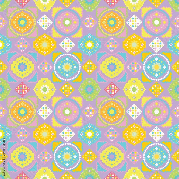 Obraz Seamless floral pattern vector with spring flower illustration, ideal for vintage fabric design or textile background