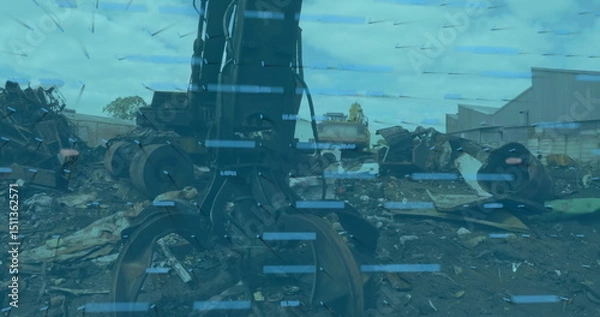 Obraz Image of graph over machines at junkyard