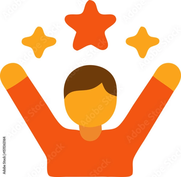 Obraz Excited person with raised arms