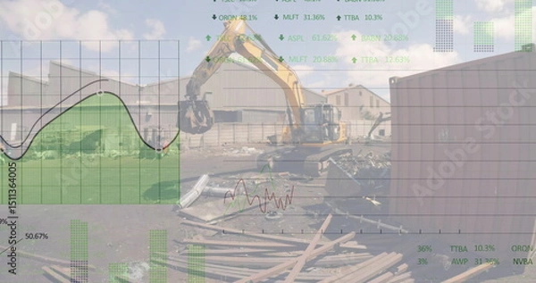 Obraz Image of data processing over rubbish dump