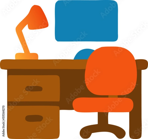 Obraz Simple home office setup illustration
