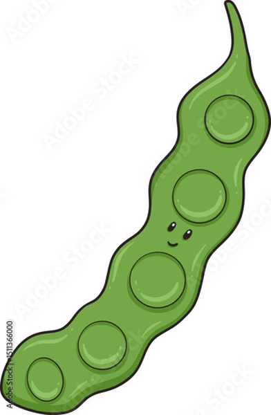 Fototapeta A whimsical peapod illustration perfect for food-related marketing or children's content.