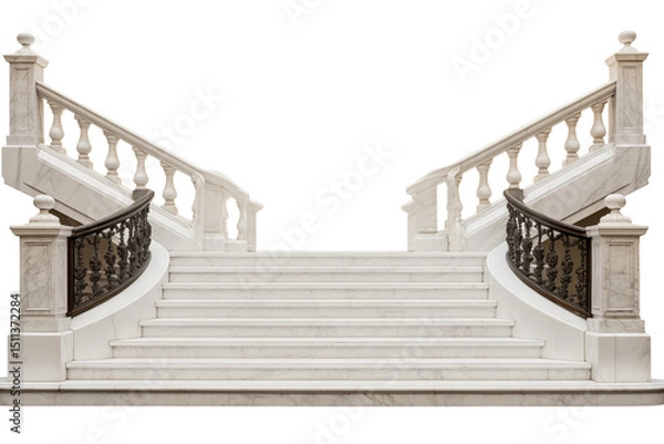 Fototapeta Elegant Marble Staircase: Architecture, Design, and Luxury Grand Entrance isolated on transparent background png