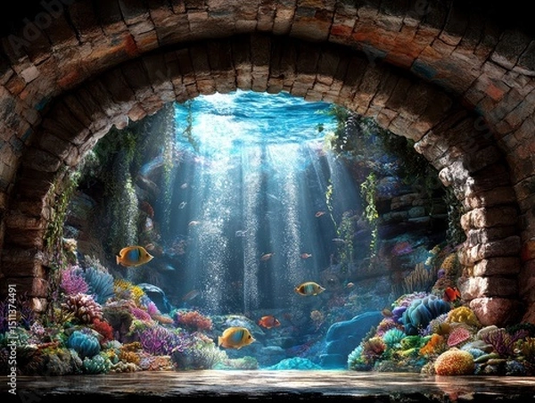 Obraz Enchanted Underwater World A Surreal View Through an Ancient Archway