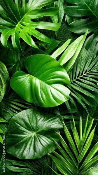 Obraz Lush Green Tropical Foliage Vibrant Leaf Textures and Patterns