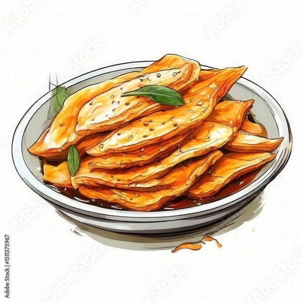 Fototapeta the AI Image Generator, Delicious Bowl of Noodles With Crispy Tofu and Fresh Herbs