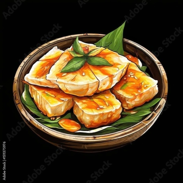 Fototapeta the AI Image Generator, Delicious Bowl of Noodles With Crispy Tofu and Fresh Herbs