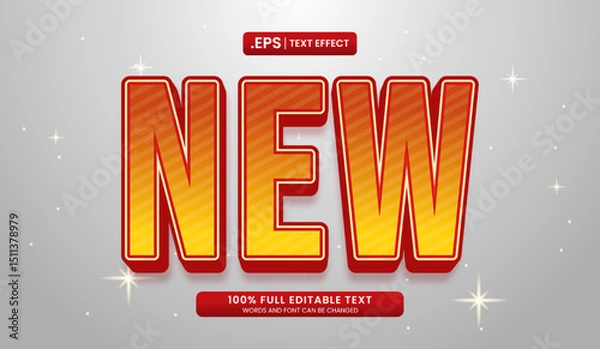 Fototapeta Title Word new in red and yellow. Suitable for designs for promotions, sales, and advertisements.