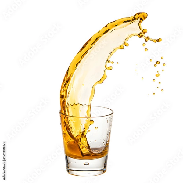 Fototapeta Whiskey Splash: Dynamic Photography of Amber Liquid in a Glass on transparent background