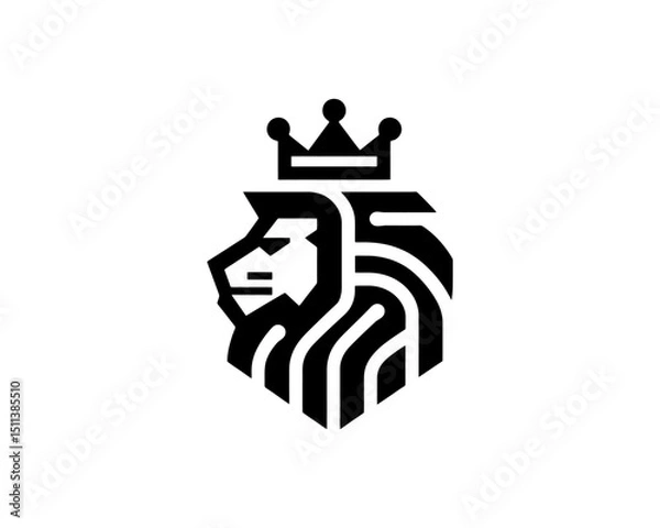 Fototapeta King lion head logo in modern vector style