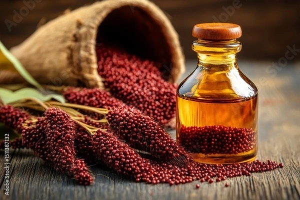 Obraz superfood oil bottle with amaranth