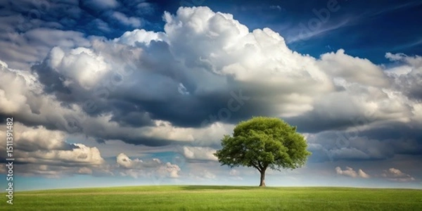 Obraz A lone tree stands under a vast