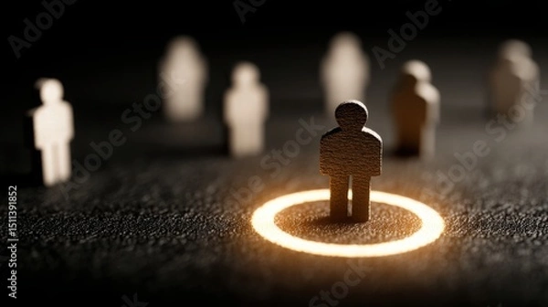 Obraz Individual standing confidently in a circle of people representing hierarchical structure and succession planning concept