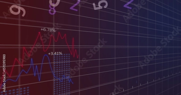 Obraz Image of financial connections over dark background