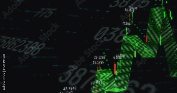 Obraz Image of numbers and graphs over black background
