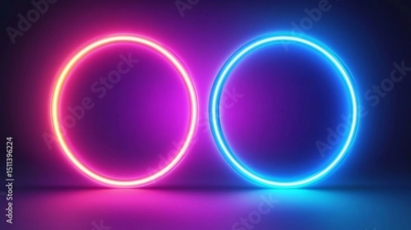 Fototapeta Two neon rings, vibrant colors