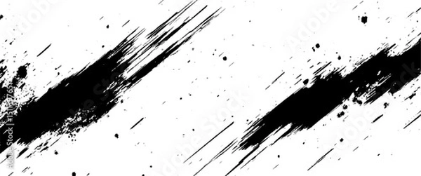 Fototapeta Vector abstract style black grange ink and brushes design 
