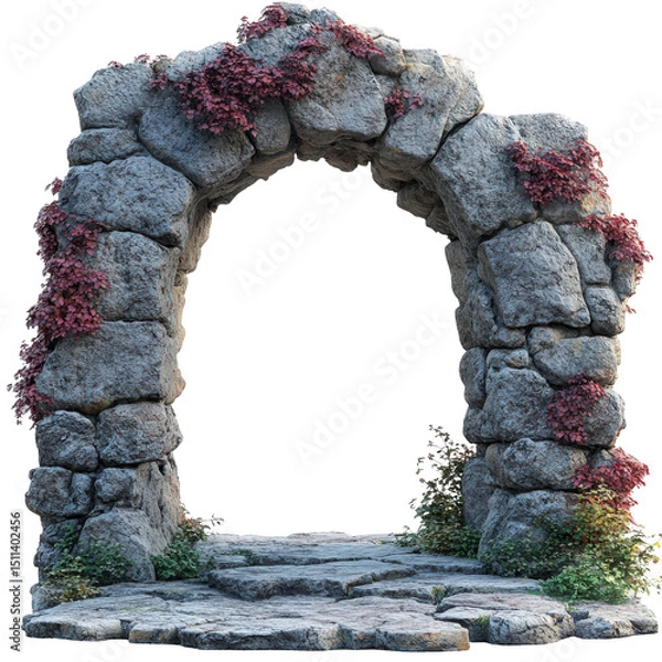 Fototapeta Mystical Stone Archway with Foliage, Portal to Another World, Fantasy Element