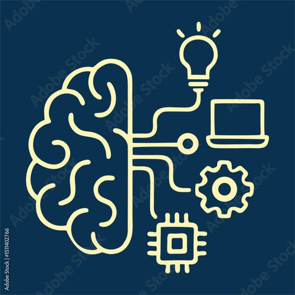 Obraz Futuristic Brain and Technology Integration,  Innovation, and Neural Network Concept