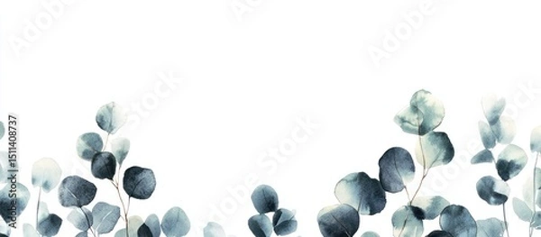 Fototapeta Green leafy floral frame design with spring nature elements