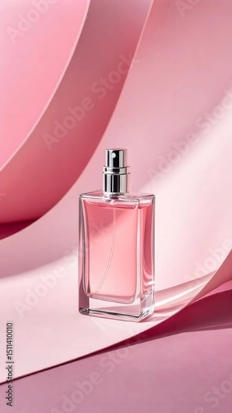 Fototapeta Chic perfume bottle mockup set against a gradient pink background, conveying elegance and sophistication for high-end fragrance branding.