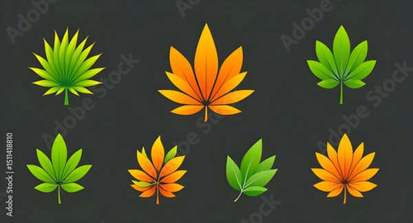 Fototapeta leaves vector set