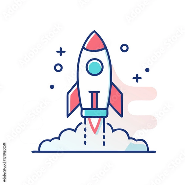Obraz Rocket Launch Icon Illustration Vector